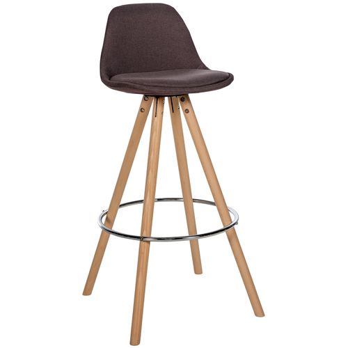 Tabouret De Bar Chaise Haute X1 Repose-pieds Style Scandinave En Tissu Marron Structure En Bois