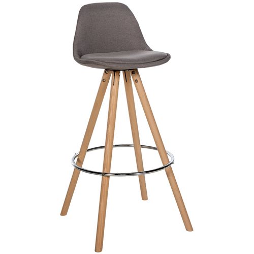 Tabouret De Bar Chaise Haute X1 Repose-pieds Style Scandinave En Tissu Taupe Structure En Bois