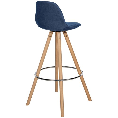 Tabouret De Bar Chaise Haute X1 Repose-pieds Style Scandinave En Tissu Bleu Structure En Bois Clai