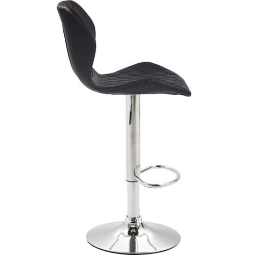 Tabouret De Bar X1 Avec Coutures Décoratives En Forme De Losanges En Pvc Noir Et Métal Chromé 10_0