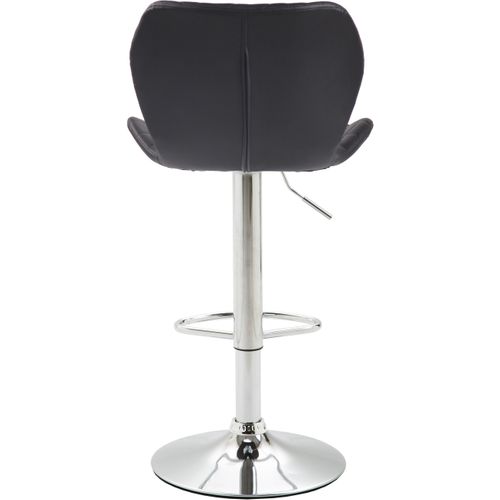 Tabouret De Bar X1 Avec Coutures Décoratives En Forme De Losanges En Pvc Noir Et Métal Chromé 10_0