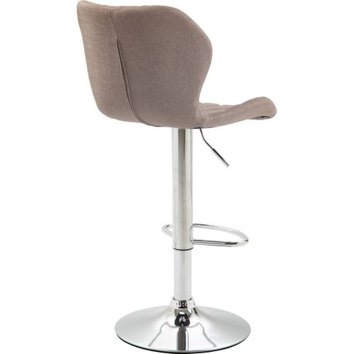 Tabouret De Bar X1 Avec Coutures Décoratives En Forme De Losanges En Tissu Taupe Et Métal Chromé 1