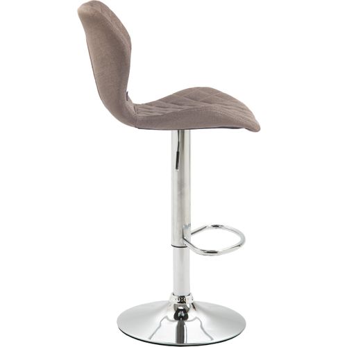 Tabouret De Bar X1 Avec Coutures Décoratives En Forme De Losanges En Tissu Taupe Et Métal Chromé 1
