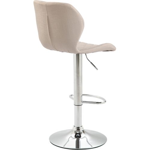 Tabouret De Bar X1 Avec Coutures Décoratives En Forme De Losanges En Tissu Crème Et Métal Chromé 1