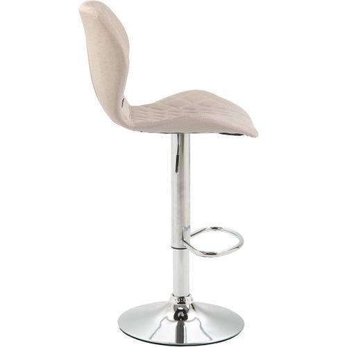 Tabouret De Bar X1 Avec Coutures Décoratives En Forme De Losanges En Tissu Crème Et Métal Chromé 1