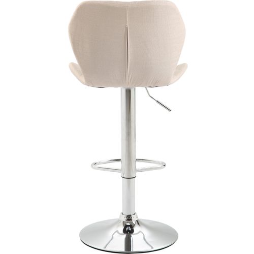Tabouret De Bar X1 Avec Coutures Décoratives En Forme De Losanges En Tissu Crème Et Métal Chromé 1