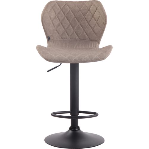 Tabouret De Bar X1 Avec Coutures Décoratives En Forme De Losanges En Tissu Taupe Et Métal Noir 10_