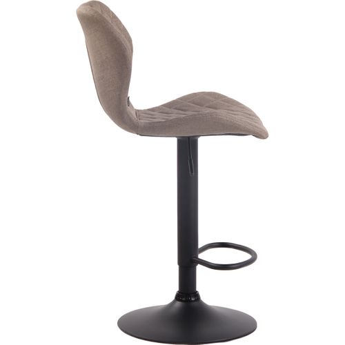 Tabouret De Bar X1 Avec Coutures Décoratives En Forme De Losanges En Tissu Taupe Et Métal Noir 10_