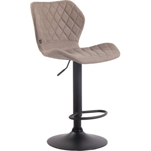 Tabouret De Bar X1 Avec Coutures Décoratives En Forme De Losanges En Tissu Taupe Et Métal Noir 10_