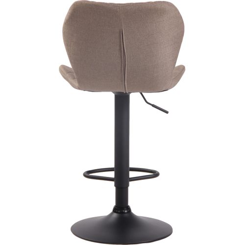 Tabouret De Bar X1 Avec Coutures Décoratives En Forme De Losanges En Tissu Taupe Et Métal Noir 10_