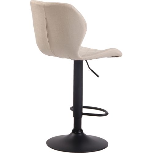 Tabouret De Bar X1 Avec Coutures Décoratives En Forme De Losanges En Tissu Crème Et Métal Noir 10_