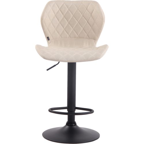 Tabouret De Bar X1 Avec Coutures Décoratives En Forme De Losanges En Tissu Crème Et Métal Noir 10_