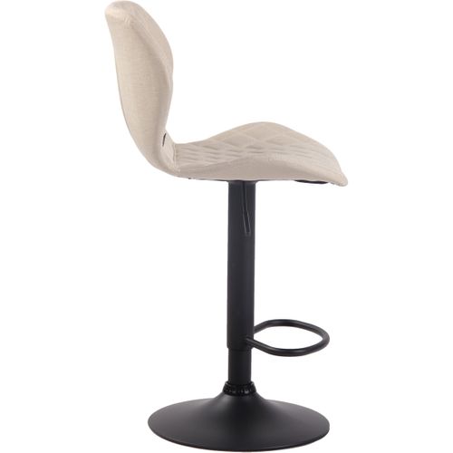 Tabouret De Bar X1 Avec Coutures Décoratives En Forme De Losanges En Tissu Crème Et Métal Noir 10_