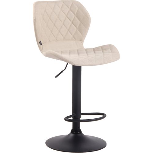 Tabouret De Bar X1 Avec Coutures Décoratives En Forme De Losanges En Tissu Crème Et Métal Noir 10_