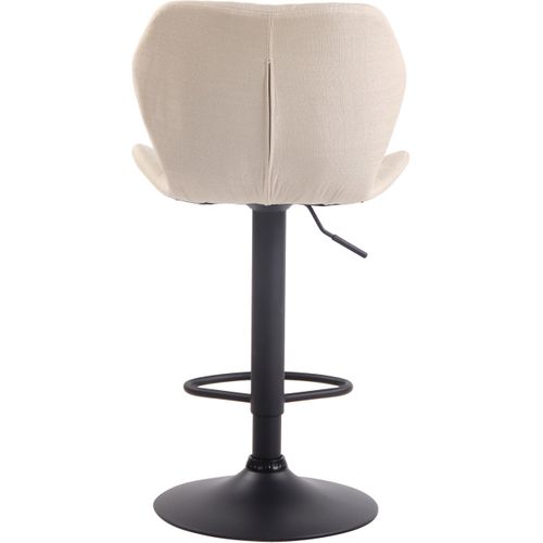 Tabouret De Bar X1 Avec Coutures Décoratives En Forme De Losanges En Tissu Crème Et Métal Noir 10_