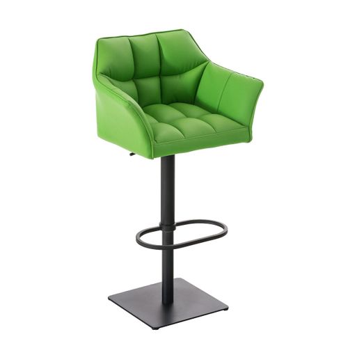 Tabouret De Bar Chaise Haute De Comptoir Couture Carrées Assise En Pvc Vert Cadre En Métal Noir 10