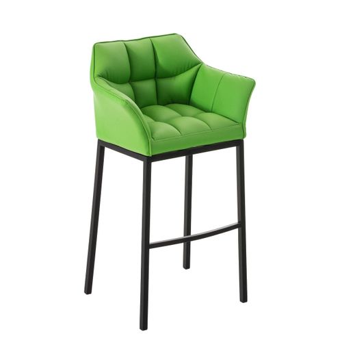 Tabouret De Bar Chaise Haute De Comptoir Couture Carrées Assise En Pvc Vert 4 Pieds Stables
