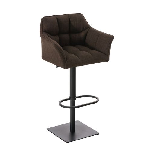 Tabouret De Bar Chaise Haute De Comptoir Couture Carrées Assise En Tissu Marron Cadre En Métal