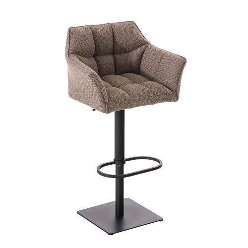 Tabouret De Bar Chaise Haute De Comptoir Couture Carrées Assise En Tissu Marron Terre