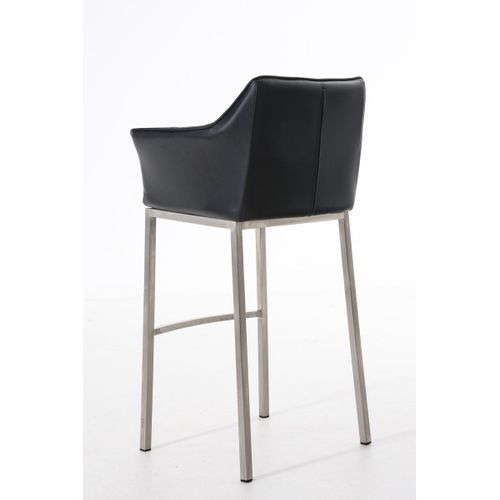 Tabouret De Bar Chaise Haute De Comptoir Couture Carrées Assise En Pvc Noir 4 Pieds Stables