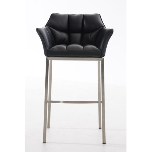 Tabouret De Bar Chaise Haute De Comptoir Couture Carrées Assise En Pvc Noir 4 Pieds Stables
