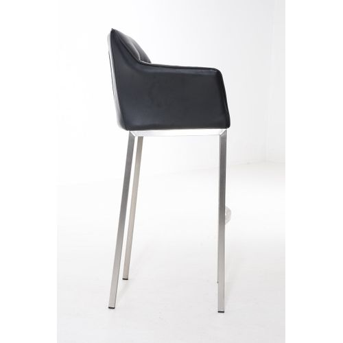 Tabouret De Bar Chaise Haute De Comptoir Couture Carrées Assise En Pvc Noir 4 Pieds Stables