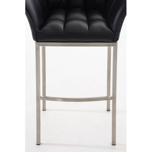 Tabouret De Bar Chaise Haute De Comptoir Couture Carrées Assise En Pvc Noir 4 Pieds Stables