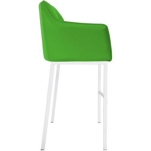 Tabouret De Bar Chaise Haute De Comptoir Couture Carrées Assise En Pvc Vert 4 Pieds Stables