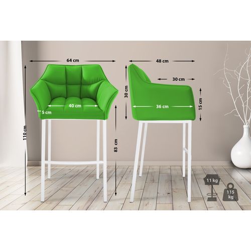 Tabouret De Bar Chaise Haute De Comptoir Couture Carrées Assise En Pvc Vert 4 Pieds Stables