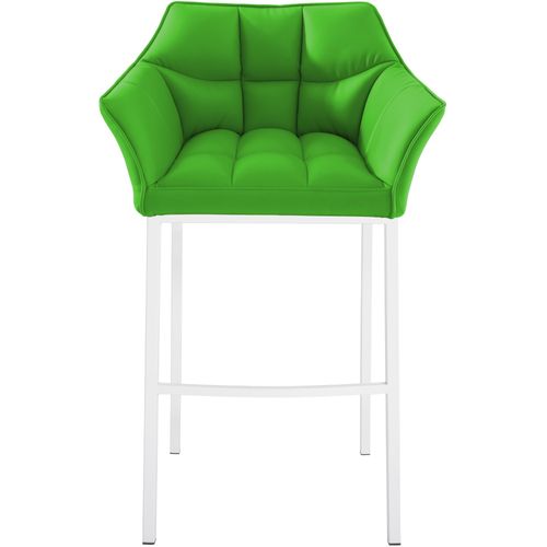 Tabouret De Bar Chaise Haute De Comptoir Couture Carrées Assise En Pvc Vert 4 Pieds Stables