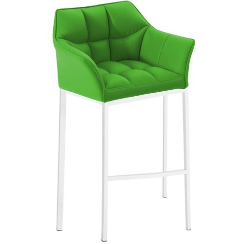 Tabouret De Bar Chaise Haute De Comptoir Couture Carrées Assise En Pvc Vert 4 Pieds Stables