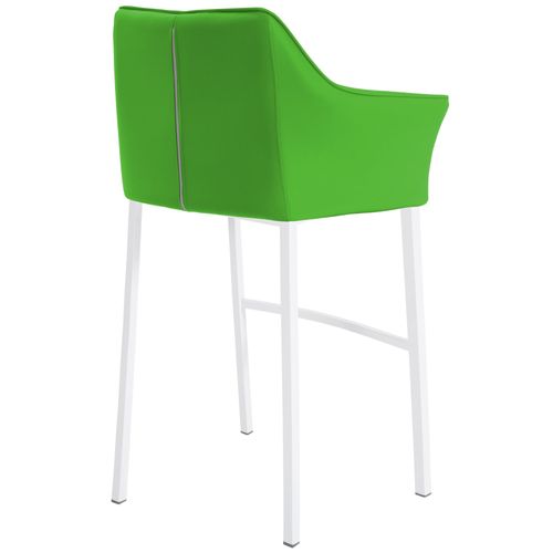 Tabouret De Bar Chaise Haute De Comptoir Couture Carrées Assise En Pvc Vert 4 Pieds Stables