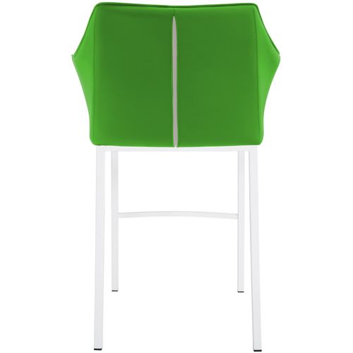 Tabouret De Bar Chaise Haute De Comptoir Couture Carrées Assise En Pvc Vert 4 Pieds Stables