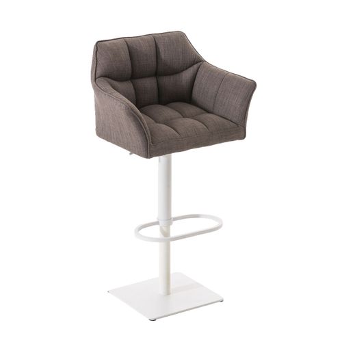 Tabouret De Bar Chaise Haute De Comptoir Couture Carrées Assise En Tissu Gris Cadre Carré En Métal