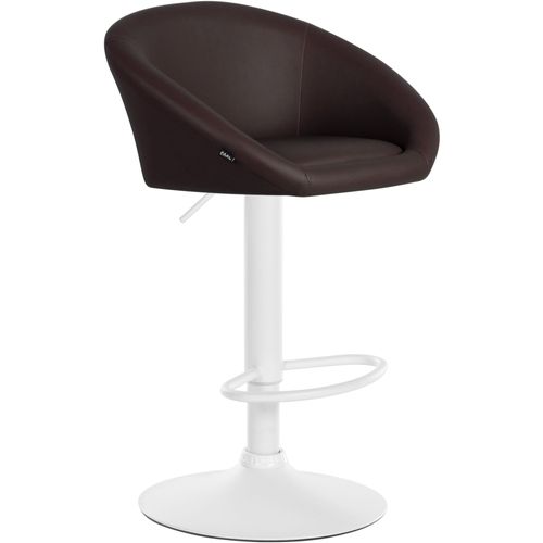 Tabouret De Bar Assise Pivotante à 360° Hauteur Réglable En Pvc Marron Piètement En Métal Blanc 10
