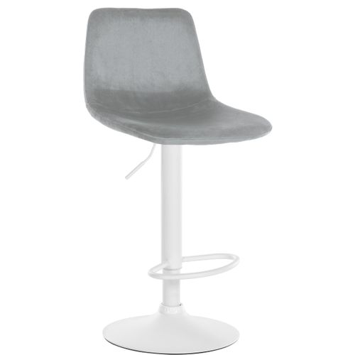 Tabouret De Bar X1 Repose-pieds En Métal Blanc Confortable En Forme D'arc Assise En Velours Gris 1