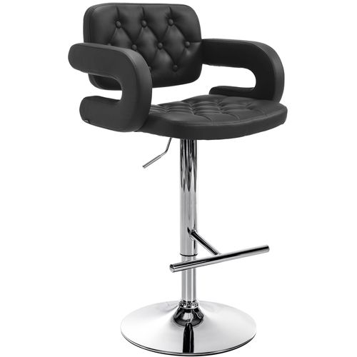 Tabouret De Bar X1 Avec Repose-pied Et Accoudoirs Capitonné En Pvc Noir Support En Métal Chromé 10