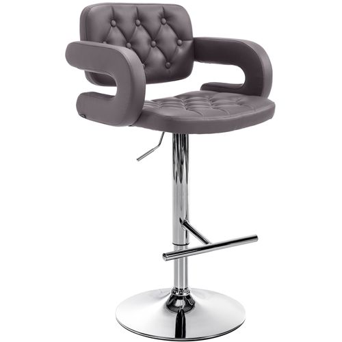 Tabouret De Bar X1 Avec Repose-pied Et Accoudoirs Capitonné En Pvc Marron Support En Métal Chromé