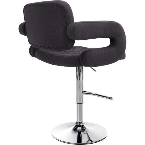 Tabouret De Bar X1 Avec Repose-pied Et Accoudoirs Capitonné En Tissu Noir Support En Métal Chromé