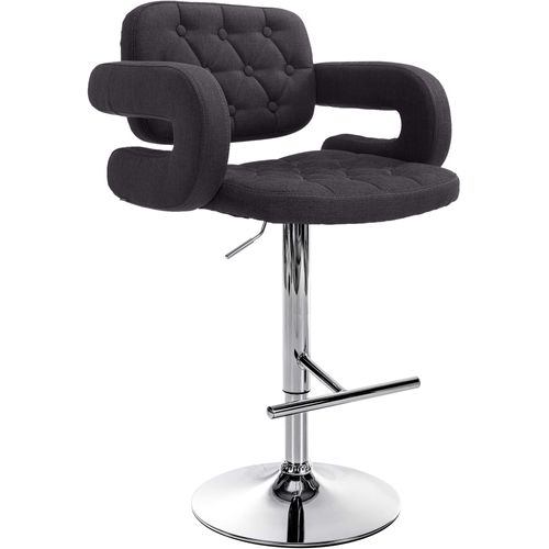 Tabouret De Bar X1 Avec Repose-pied Et Accoudoirs Capitonné En Tissu Noir Support En Métal Chromé