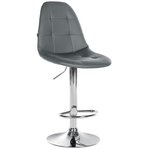 Tabouret De Bar X1 Avec Repose-pieds Hauteur Réglable Pivotant Assise En Pvc Gris Cadre Métallique