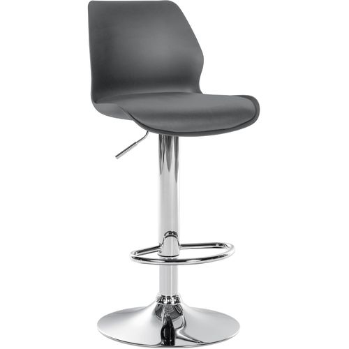 Tabouret De Bar X1 Avec Repose-pieds Hauteur Réglable Pivotant En Pvc Et Plastique Gris Et Métal 1