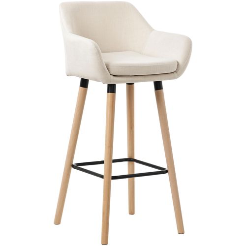 Tabouret De Bar Lounge X1 Design Scandinave Assise En Tissu Beige Pieds En Bois Repose-pieds