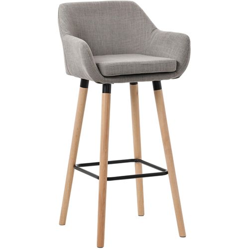 Tabouret De Bar Lounge X1 Design Scandinave Assise En Tissu Gris Pieds En Bois Repose-pieds
