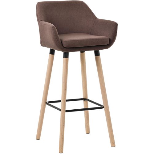 Tabouret De Bar Lounge X1 Design Scandinave Assise En Tissu Couleur Café Pieds En Bois Repose-pied