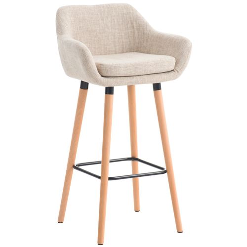Tabouret De Bar Lounge X1 Design Scandinave Assise En Tissu Crème Pieds En Bois