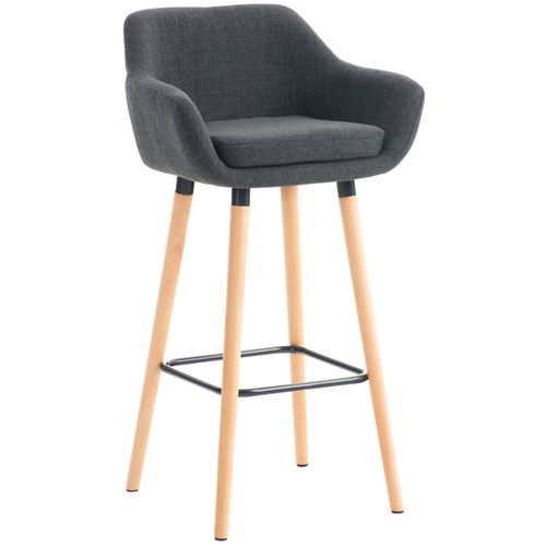 Tabouret De Bar Lounge X1 Design Scandinave Assise En Tissu Gris Foncé Pieds En Bois