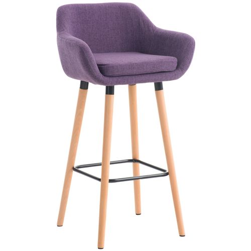 Tabouret De Bar Lounge X1 Design Scandinave Assise En Tissu Violet Pieds En Bois