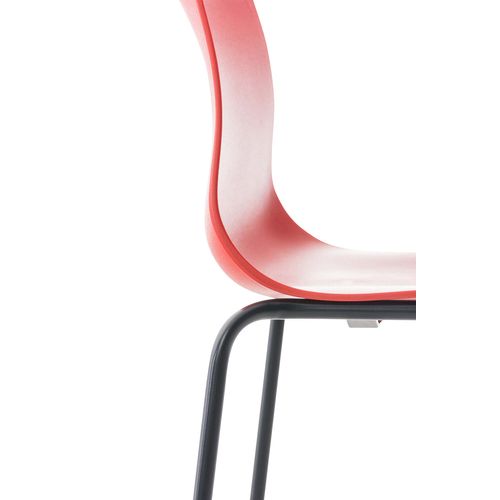 Tabouret De Bar Avec Repose-pieds Dossier Incurvé En Plastique Rouge Et 4 Pieds En Métal Noir 10_0