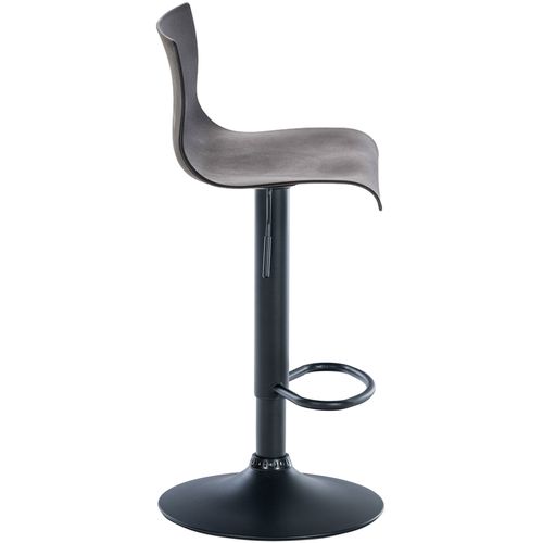 Tabouret De Bar Avec Repose-pieds Pivotant Dossier Incurvé En Plastique Gris Et Métal Noir 10_0004